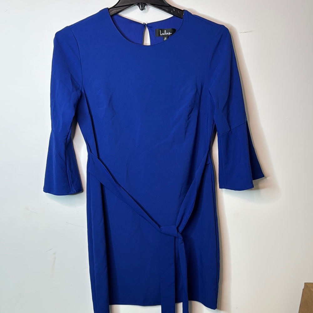 Lulu's Royal Blue Sheath Dress with 3/4 Bell Sleeves for Cocktail